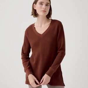 Pact Women's V-Neck Sweater in Rich Brown